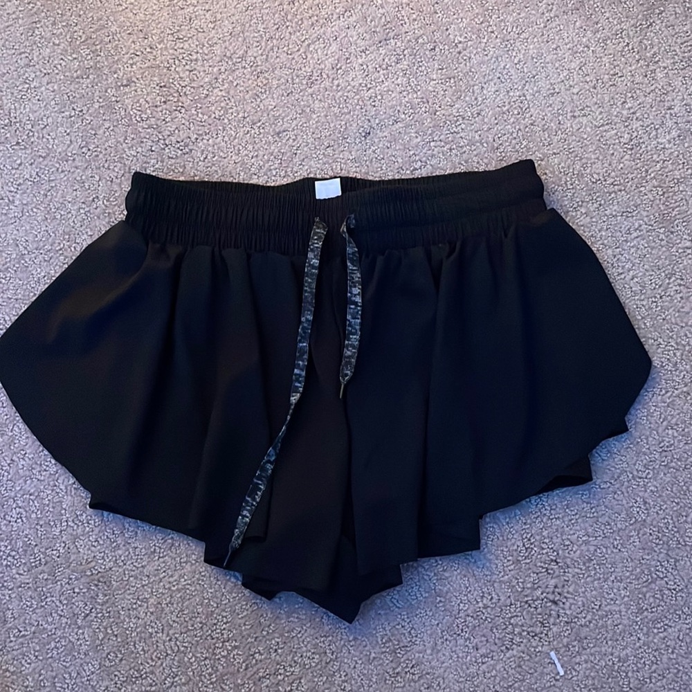 Black Flowy Workout Shorts